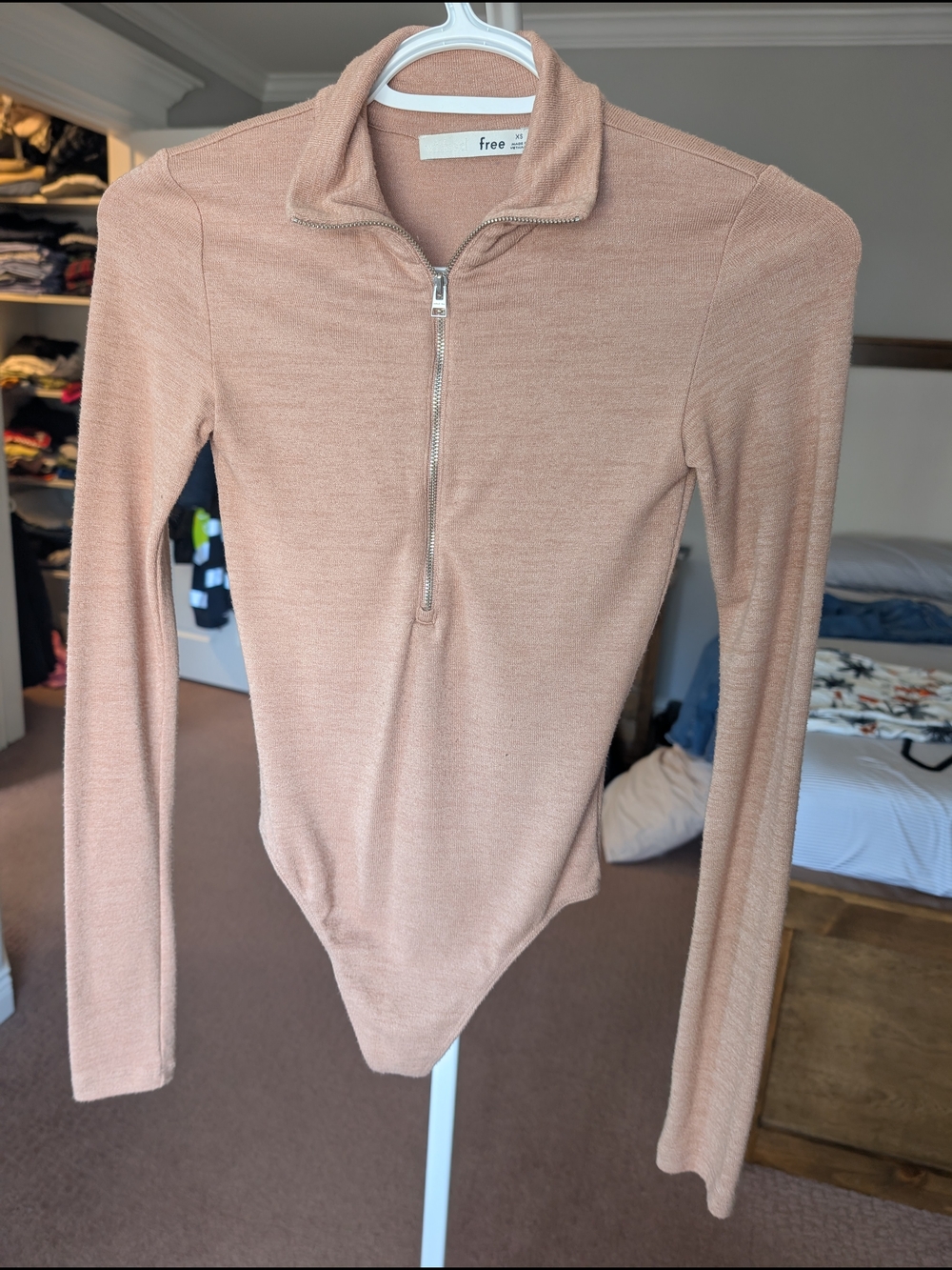 Wilfred Dusty Blush Half-Zip Long-Sleeve Bodysuit